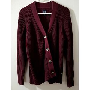 Gap Women’s Maroon Crewneck Sweater - Size M - Soft Cotton Blend Essential